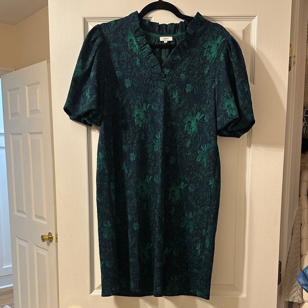 Elegant Green Floral Women's Dress